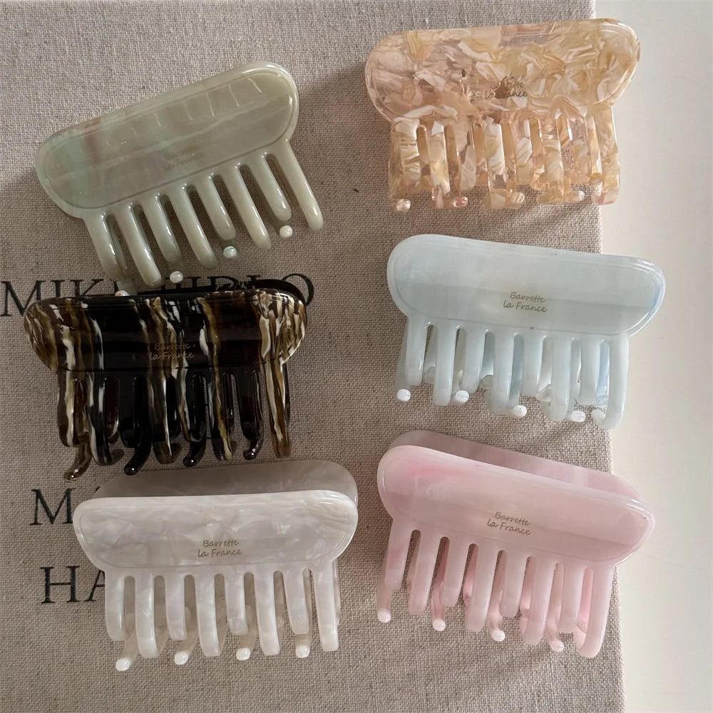 SAIYII French Style High-end Long-tooth Acetate Hairpin Ponytail Clip Simple Grab Clip Back of Head Shark Clip Hair Accessories