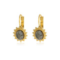 Factory Custom 18K Gold Stainless Steel Sun Natural Stone Stud Earrings Beautiful Design Geometric Trendy Style Pearl Main Stone