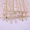 NZ1177 Chic Diamond the Christian Religious Jewelry Cubic Zirconia CZ Micro Pave Cross Pendant Chain Necklace