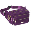 Best Stylish Purple Large Plus Size Waterproof Edc Nylon Waist Fanny Pack Bum Bag for Womens Travel