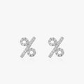 Ailmay Sterling Silver 925 Classic %Shape Symbol Clear Zircon Stud Earrings for Women Girls Party Accessories Jewelry Gift