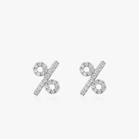 Ailmay Sterling Silver 925 Classic %Shape Symbol Clear Zircon Stud Earrings for Women Girls Party Accessories Jewelry Gift