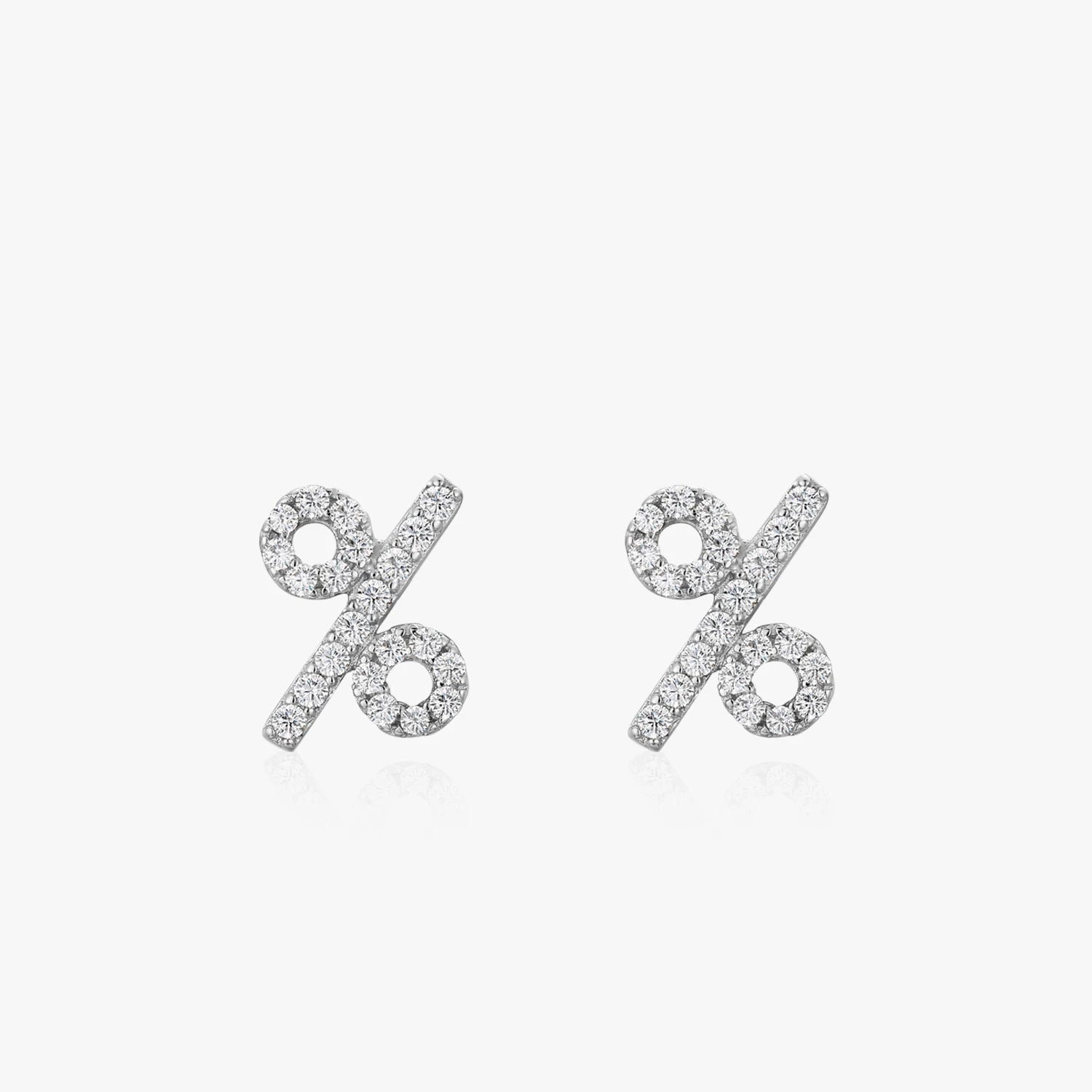 Ailmay Sterling Silver 925 Classic %Shape Symbol Clear Zircon Stud Earrings for Women Girls Party Accessories Jewelry Gift