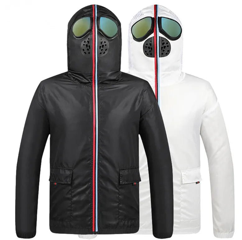 OEM ODM Unisex Breathable Zipper-up Hooded Jacket With Glasses Windproof Jacket Motorcycle Jacket