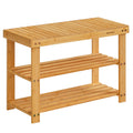 Bamboo Shoe Rack Bench for Hallway Living Room  3-Tier Bamboo Shoe Storage Organizer Wooden Shoe Shelf  Bamboo Storage Holder