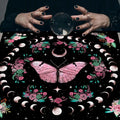 Moon Phase Butterfly Botanical Celestial Altar Velvet Nonwoven Tarot Tablecloth Mat Tapestry Wall Hanging Spread Cover Home