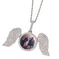 Custom Zinc Alloy Gold-Plated Brass Photo Memory Medallion Pendant Necklace Zircon Stone Picture Rope Chain Stylish Anniversary