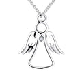 Silver Angel Pendant Necklace Hollow Out Design Fashion Jewelry for Women Wedding Birthday Anniversary Gift for Mom Girlfriend