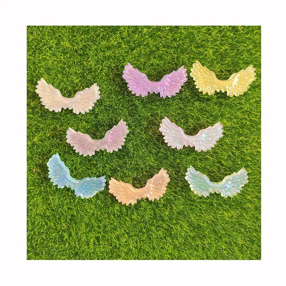 Colorful Transparent Acrylic Wing Beads Cute Flatback Cabochon No Hole Plastic Beads for Scrapbooking Slime Charms Deco Parts