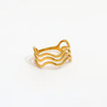 Joolim Jewelry 18K Gold Plated Three Layer Waved Lines Stainless Steel Statement Rings for Women Tarnish Free & Waterproof