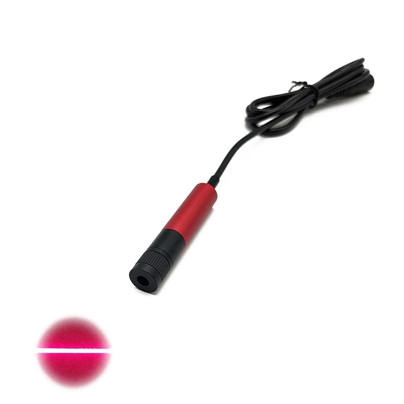 Hot Selling Comapct Mini Adjustable Focusing D12mm 635nm 5mW Glass Lens Industrial Grade Red Line Laser Module With Adapter