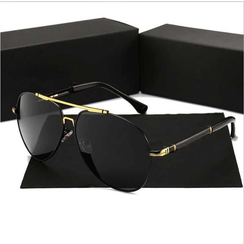 8755 Factory Direct Sales New Double Bridge Men's Metal Polarized pilot Sunglasses