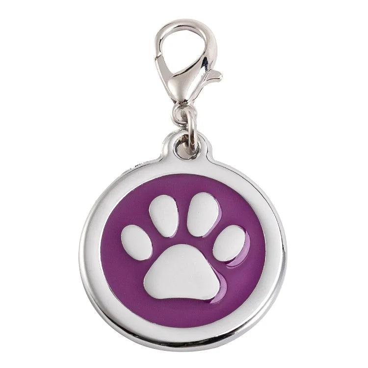 Stainless Steel Shiny Pet Sliver Enamel Paw Pattern Dog Charms Pendant Accessories Jewelry Gift