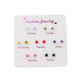 7 Pairs of One-week Stud Earrings Set Zircon Ear Acupuncture Temperament Pierced Earrings Ear Jewelry Irregular OEM ODM Opp Bag
