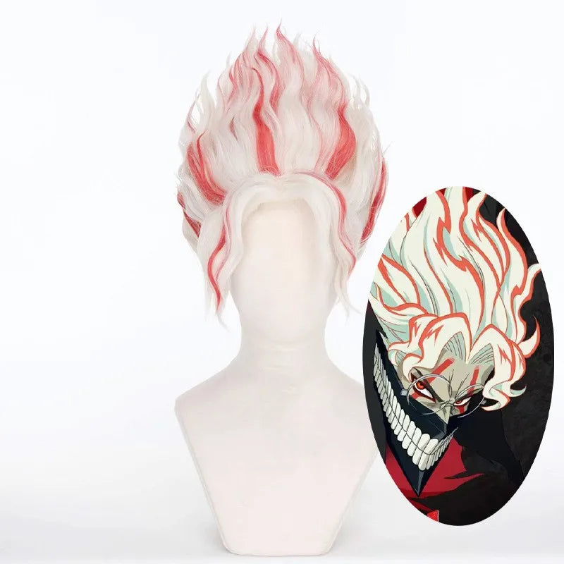 Wholesale Dandadan Cosplay 35cm Short White Red Mixed Okarun Wig Synthetic Anime Heat Resistant Hair Cosplay Wig