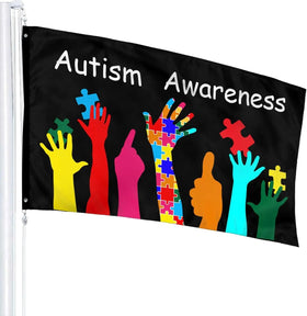 Promotional Customized 3x5ft 100% Polyester Double-sided Bright Colors Outdoor Autism Awareness Flag