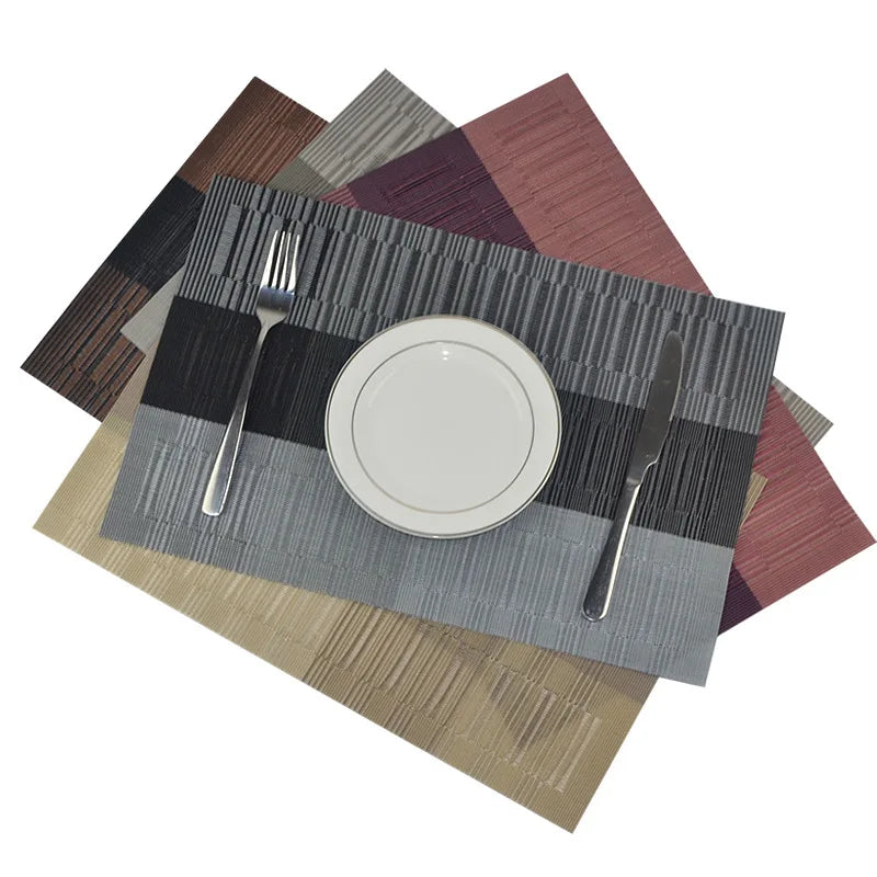 Washable Waterproof Simple Print square Soft Red Rose Gold Pvc Table Mat Placemat Set for Restaurant