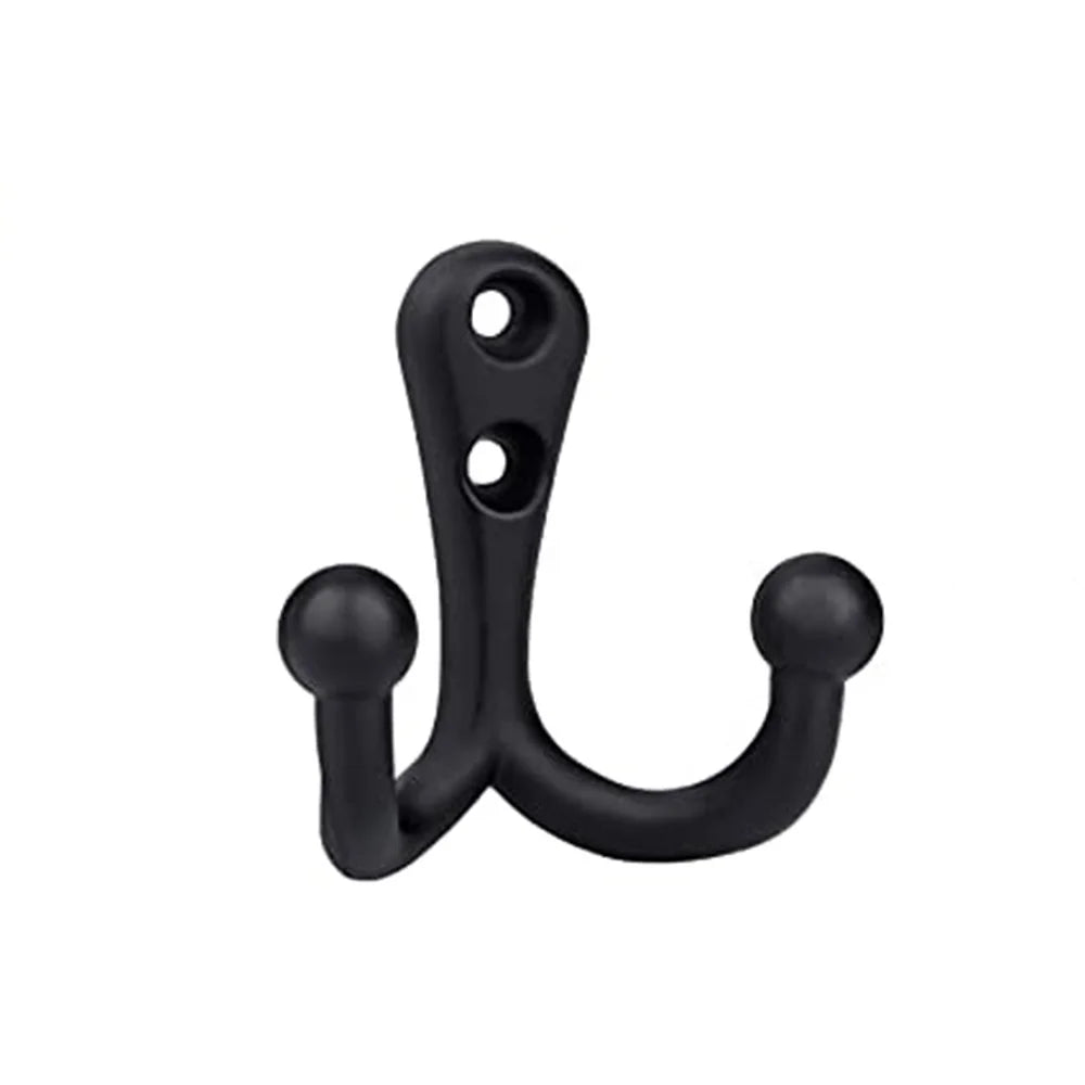 Heavy Duty Double Zinc Alloyed Black Coat Hooks Wall Mounted Vintage Multifunction Rustic Key Hat Robe Hooks