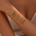 Summer Bohemian Colorful Natural Stone Gold Beads Chain Bracelet Stainless Steel Charm Gold Plated Fashion Jewelry