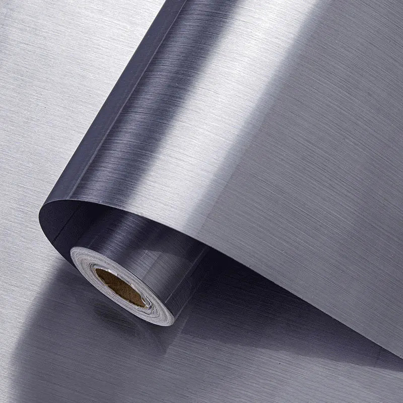 Brushed Silver Gold Metal Film Self-Adhesive StickersWaterproof Oil Proof for Elevator Refrigerators Cabinet Doors