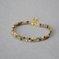 2024 New French Vintage Gold Beads Natural Stones Handcraft Weave Floral Beads Beaded Bracelet