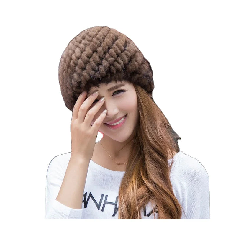 MWFur Fashion Mink Fur Hat for Winter