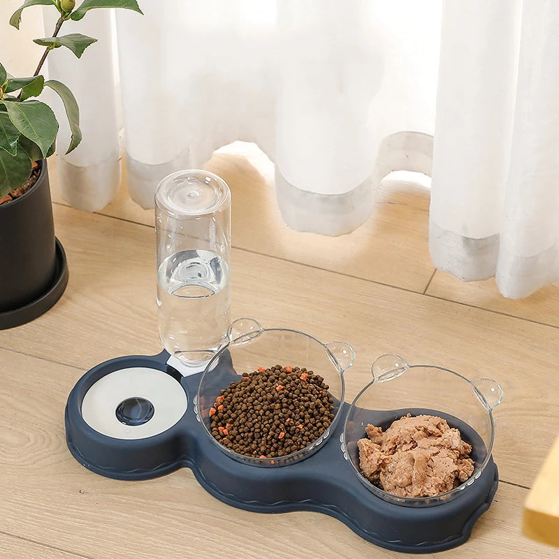 Top Ranking Manufacturer Wholesale Luxury Plastic Portable Dog Cat Two Bowls With Water Bottle