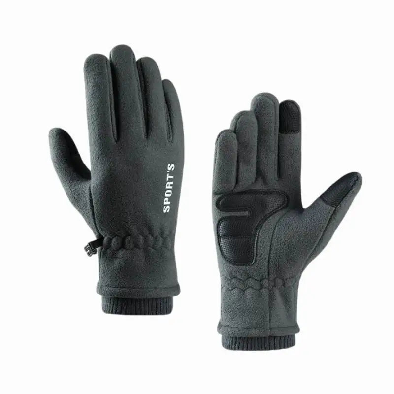 Custom logo Winter Cold Weather Large Touch Screen Solid Polar Fleece Windproof Ski Touchscreen Gloves for Men Women
