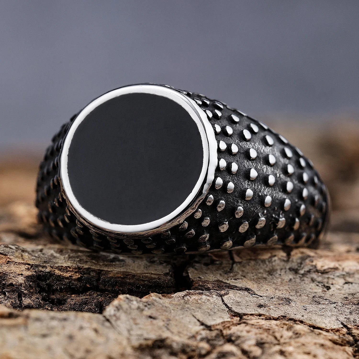 Acero Inoxidable Biker Rings Stainless Steel Rock Roll Black Epoxy Enamel Signet Finger Ring for Men Women Party