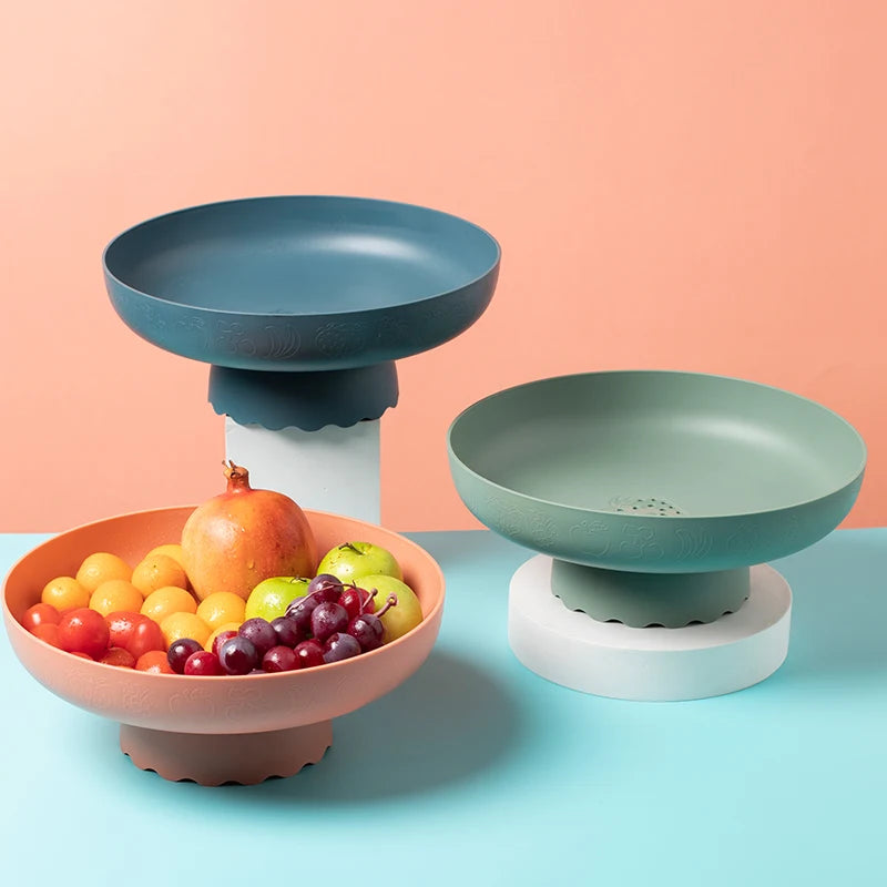HelloWorld Multipurpose Plastic Fruit Dishes Plates Snack Candy Plate Household Storage Baskets Fruit Dish