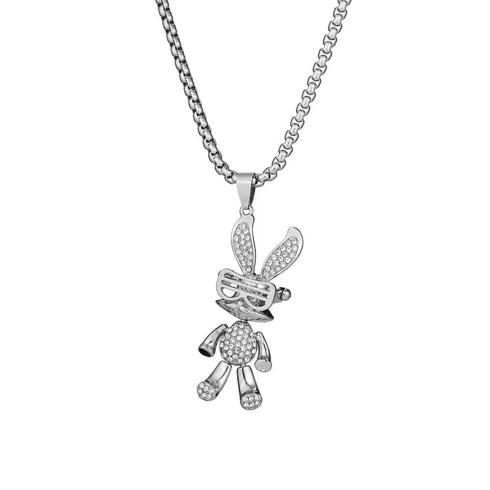 GT Hot Selling Retro Trendy Titanium Stainless Steel Necklace for Men Hip Hop Rabbit Pendant Necklace Costume Jewelry