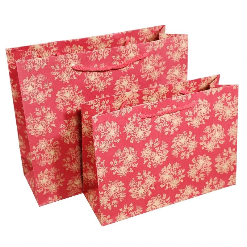Hot Sale Wholesale Textured Glossy Lamination Recyclable Paper Bag Exquisite Pattern Design Personalized Logo Custom Size Box