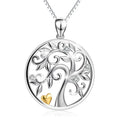 18K Gold Plated 925 Sterling Silver Tree of Life Necklace Gold Heart for Women