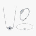 Fashion Rings Necklace Bracelets Accessories 925 Sterling Silver Delicate Trendy Blue Evil Eyes Fine Jewelry Sets for Women