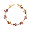 Multi Color Leaf Shape Fashion Colorful Diamond Round Bracelet Rose Gold White Gold Plated Luxury CZ Bracelet for Women