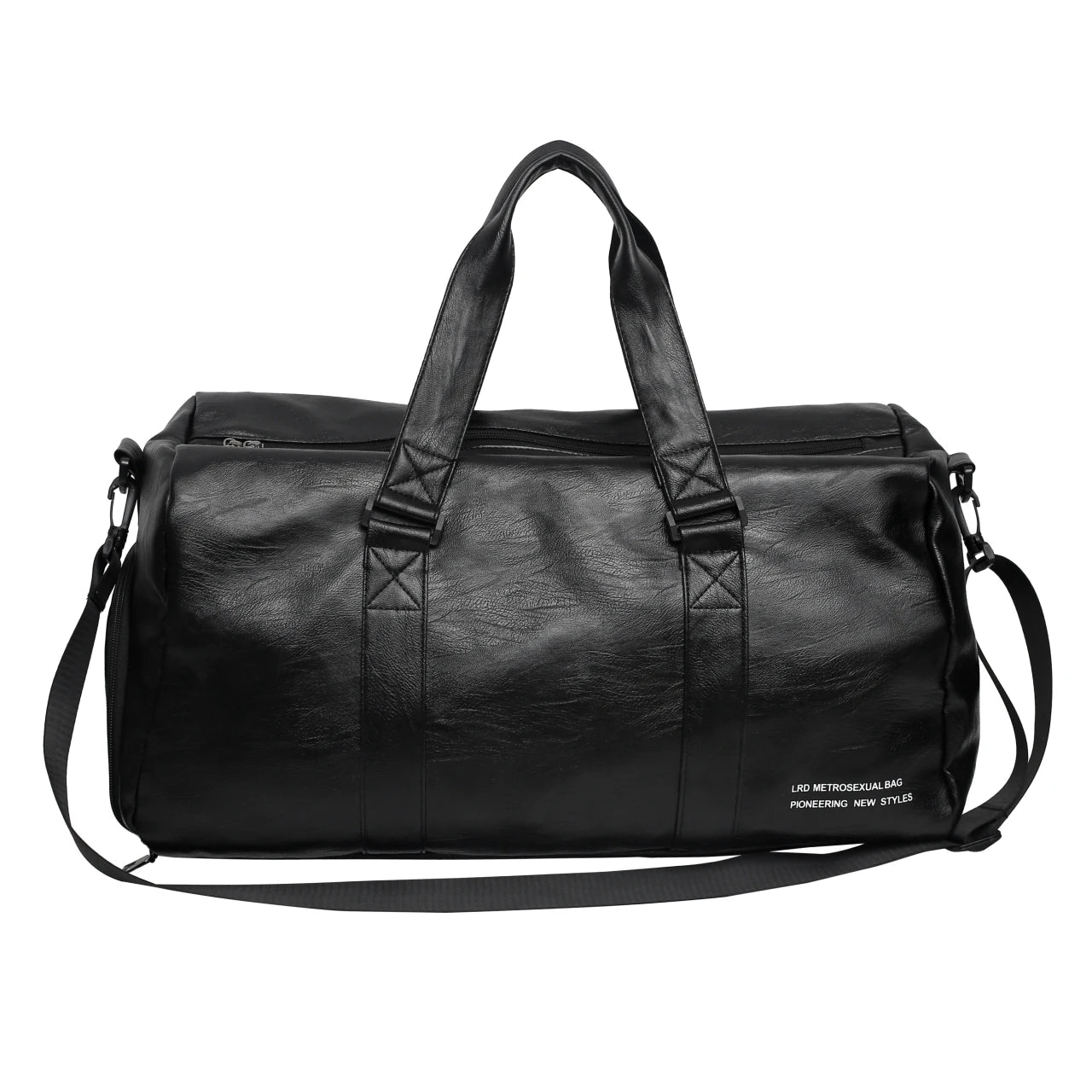 Super September Fashion PU Leather Zipper Closure Durable Unisex Sport Gym Travel Duffle Bag with Shoes Compartment