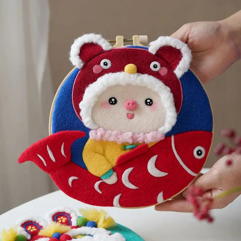 CHENISTORY DIY Wool Felting Painting With Embroidery Frame Handmade Needle Wool Painting Picture for Home Decors Crafts Gift