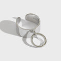 High Polished Personalized Simple Circle Pendant Design S925 Sterling Silver Open Adjustable Glossy Rings for Women