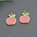Jewelry Findings Nickel Free Color Remain Gold Plated Enamel Cute Apple Charms Pendants for DIY Bracelet Necklace Making
