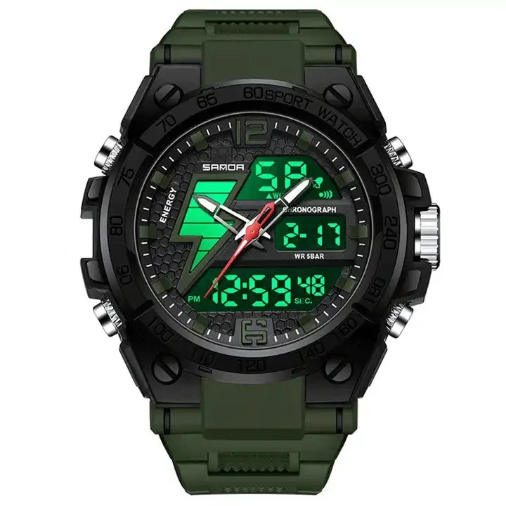 Luxury SANDA 6137 Men's Watch High Quality Waterproof Watch for Men with Analog-Digital Dual Movement Multifunctional Wristwatch