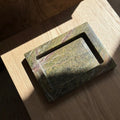 Stonekocc 20x15x3CM Wabi-Sabi Travertine Natural Rainforest Green Marble Square Carved Single Jewelry Storage Catchall Kitchen