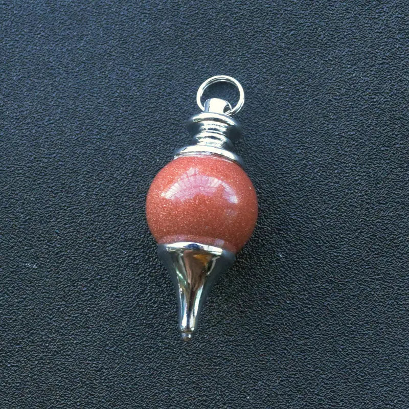 HZ Large Quantities Gold Sand Stone Gemstone Ball Pendulum Dowsing Pendulum Carving Craft