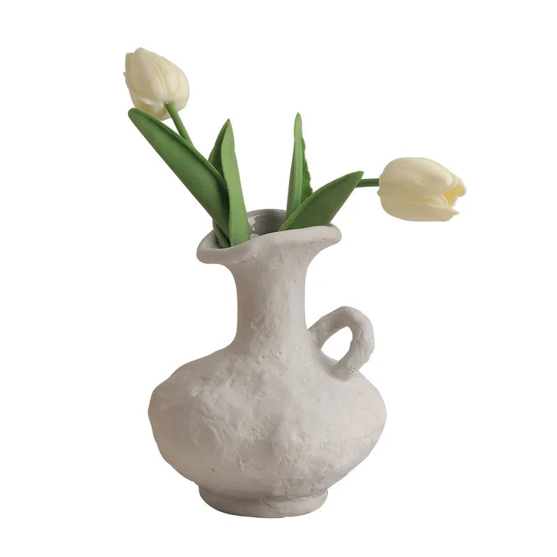 Nordic Vase Embryo Ceramic Vase Household Antique Pottery Furnishing Piece Model Soft Decoration Do Old Dry Flower Vase