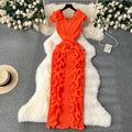 LE2267 Socialite Banquet Haute Couture Long Dress Luxury Pleated Three-Dimensional Ruffled Dress Elegant Women Evening Dress
