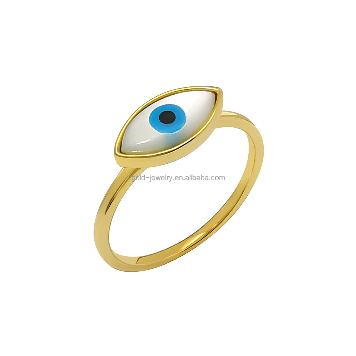 New Arrival AU585 14K Gold Jewelry Shells Evil Finger Eye  Rings for Women
