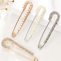 Women Brooch Pins Sweater Shawl Clips Faux Crystal and Pearl Brooches 2 Styles Gold Silver (4 Pieces)