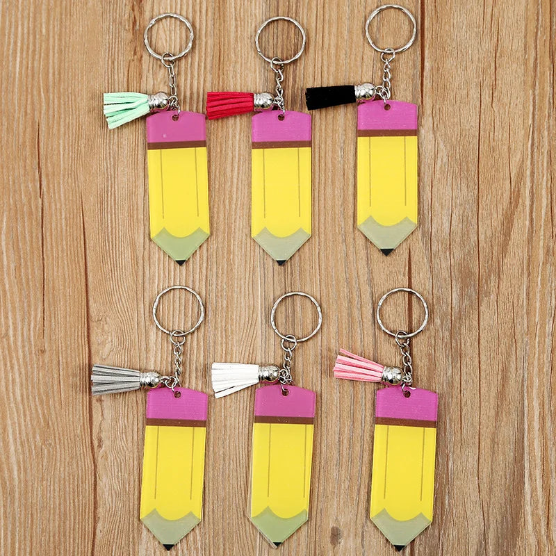 Wholesale Teacher Appreciation Gift Pencil Acrylic Tassel Keychain
