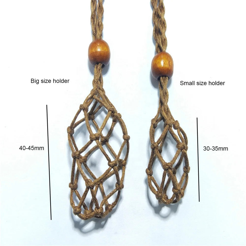 G.T Collares De Piedras Natural Crystal Necklace Rope Adjustable Raw Stone Wax Cord Handmade Natural Cord Empty Stone Holder