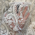 French White Bridal Wedding Dress Fabric 3D Beads Mesh Lace Sequins Tulle Fabric With Pearls African Embroidery Luxury Lace