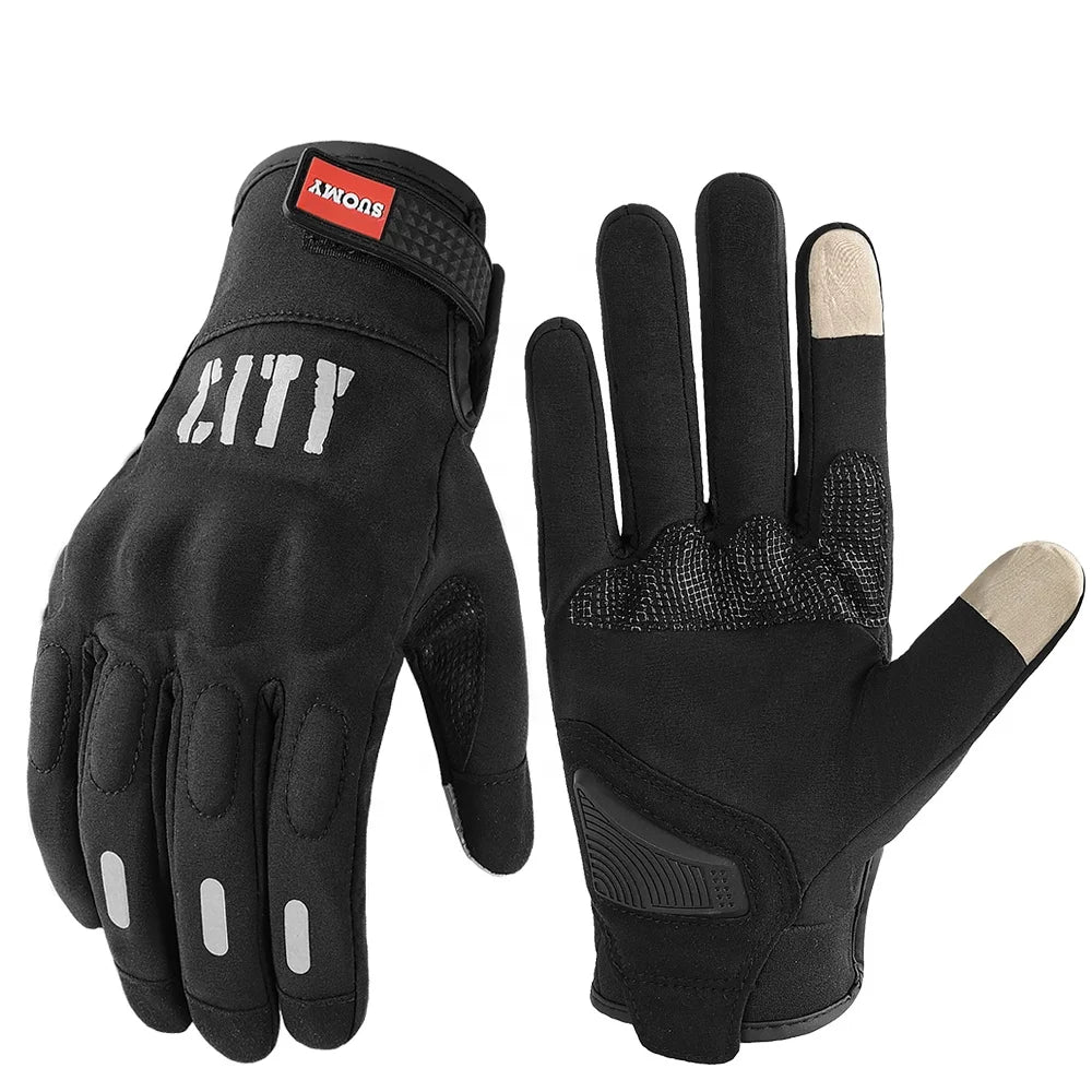 SOUMY Motorcycle Riding Gloves Touch Screen Full Finger Motocross Bike Gloves Men Hard Shell Protective Reflective Gloves